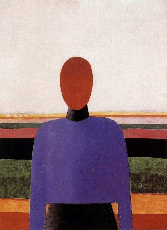 Kasimir Malevich The Bust of girl  wear purple dress oil painting picture